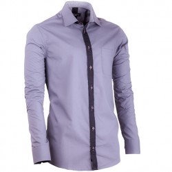 Prodloužená košile šedá slim fit Assante 20718