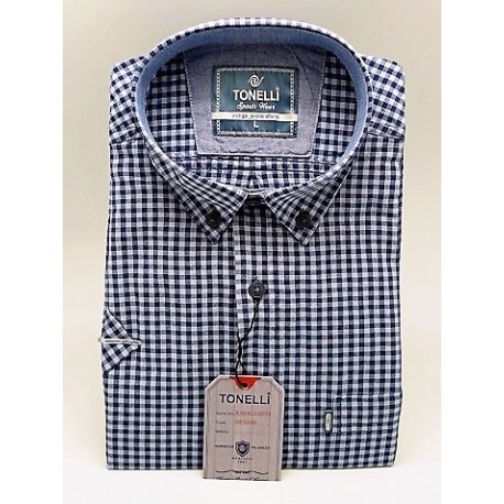 Modrá pánské košile 100 % bavlna krátký rukávTonelli 110803