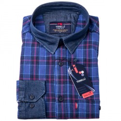 Modrovínová károvaná košile Tonelli 110965